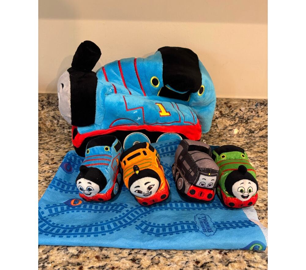 Thomas Train & Friends Plush Set 4 Small Trains & Play Mat Diesel, Nia, Percy